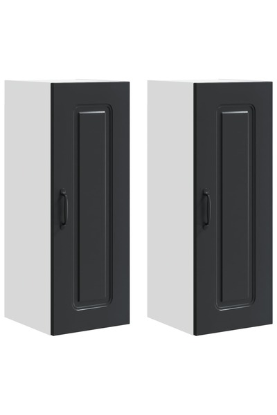 vidaxl Dulap de bucătărie Kalmar 2 pcs Negru 30 x 31 x 80 cm