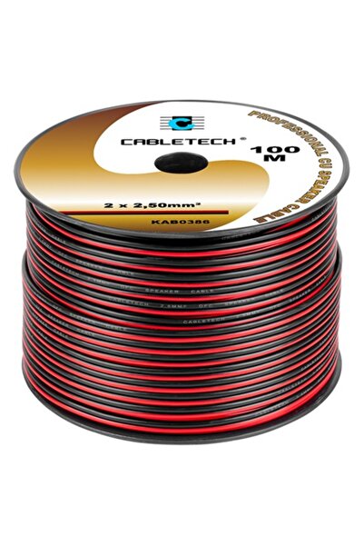 Cabletech Cablu de difuzor din cupru 2x2.5 mm Roșu/Negru Rolă de 100 m