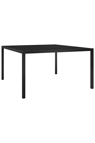 vidaxl Masă de grădină, negru, 130x130x72 cm, oțel și sticlă