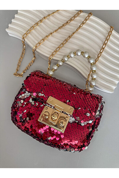 PURPLE'S BİR TUTAM MUTLULUK Pearl Handle Sequined Women's & Children's Hand a...