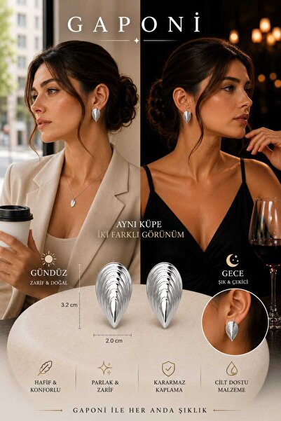 Midye Küpe Gold ve Silver Renk Seçenekli Büyük Boy Premium Kadın Küpe