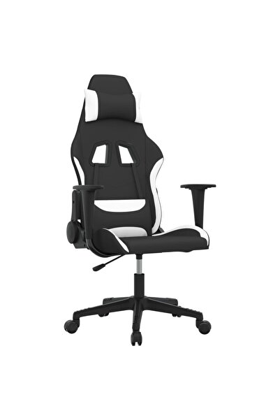 vidaxl Scaun de jocuri, negru și alb, textil