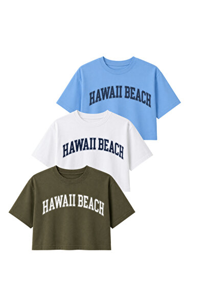 DI LORIA Women's Comfortable Fit Hawaiian Print Crop T-Shirt Set (95% Cotton)...