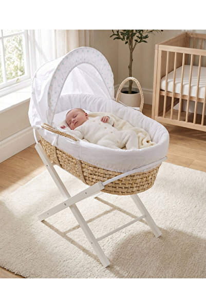 Bonfino Celestial Dream Moses Basket, Stars Theme, Cotton Clothing, Lightweig...