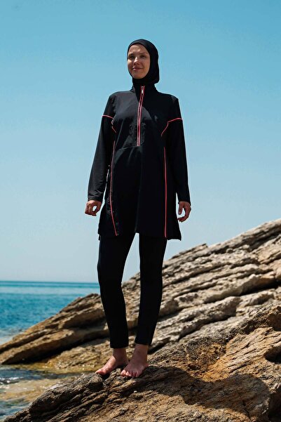 Marina Swimwear Komplet crnog kupaćeg kostima sa hidžabom, 3 dela – M2271