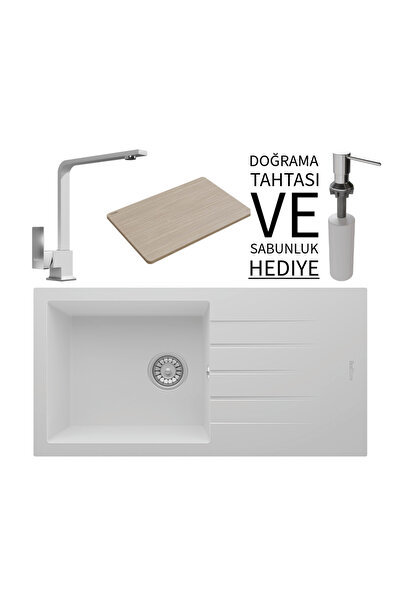 RealStone P011 Assos 86 XL Granit Eviye & Göksu Mutfak Bataryası Seti (+ Sabu...