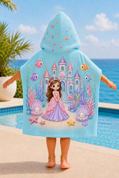 Evmila Dečji pončo sa kapuljačom na temu princezine kule, pončo za plažu, deč...