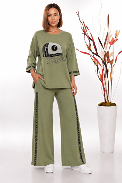 JERFİ Women's Stone Printed Modal Dual Set
