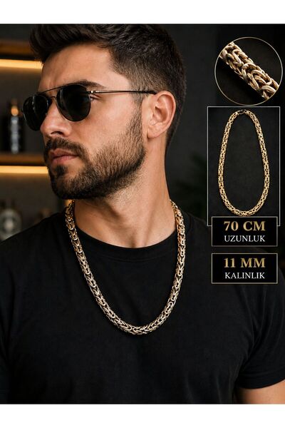 MirariTakıAtölyesi 925 Ayar Gümüş Kral Zincir Kolye 11 mm Kalınlık 70 cm Erke...