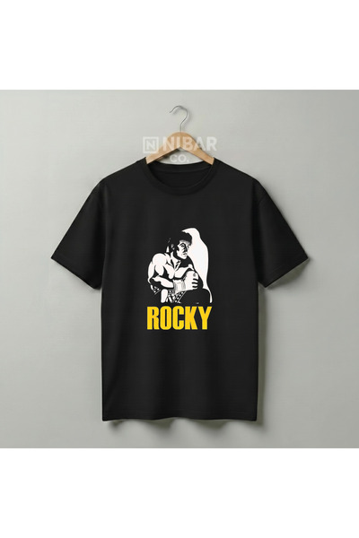 Grafftee Clothing Tricou unisex din bumbac premium, cu design Rocky Balboa Le...