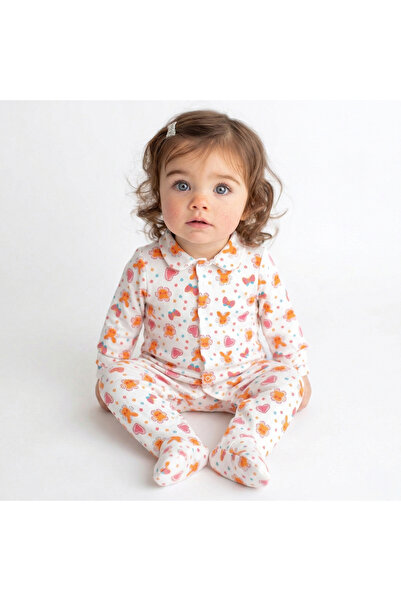 Kidyra 100% Cotton Long Sleeve Rabbit Printed Baby Romper with Booties