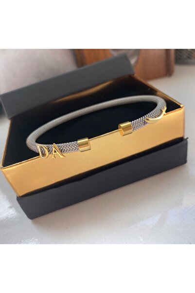 simurg jewellery Gümüş 2 Harfli Zülfikar Detaylı Beyaz Çelik Bileklik