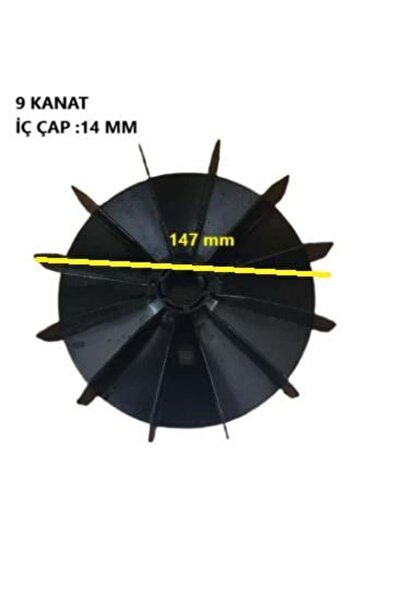 Universal VOLT ELEKTRİK MOTORU PERVANESİ 80 TİP MON. 14*147MM 9 KANATLI (SİYAH)