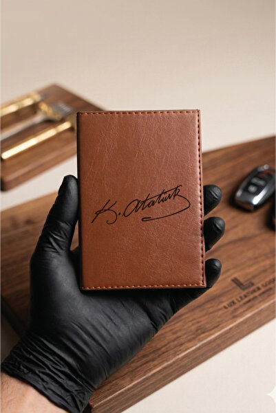 Yalıgraf Reklam Tabela Kemal Atatürk Signature Brown Tan Leather Stitched Veh...
