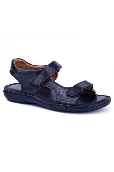 Çelik 5017 HAKIKI DERI SANDALET SIYAH