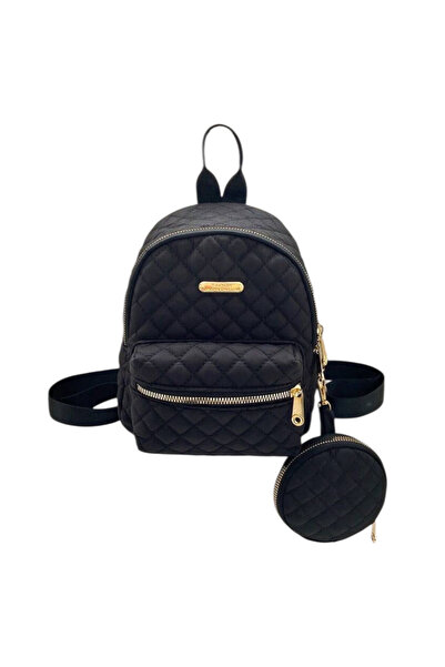 OEM Rucsac dama matlasat negru cu portfard detasabil – design compact, modern...