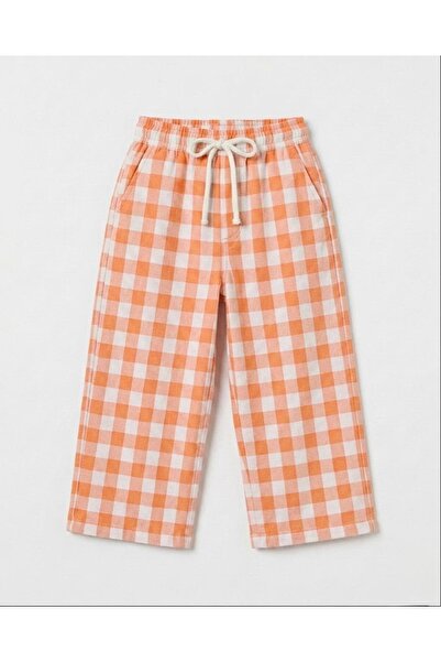 Unisex Çocuk Ekose Desenli Pantolon