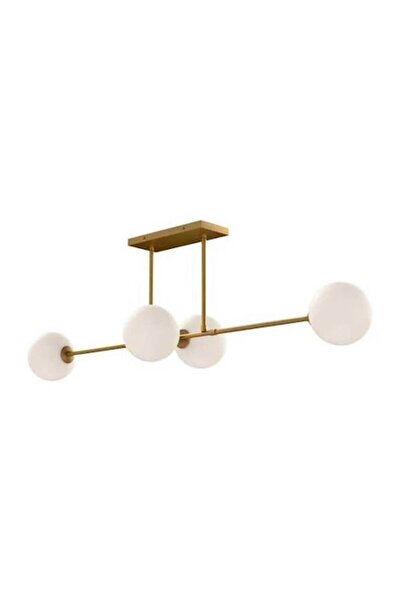 Cojom Candelabru Brato 4AUAB, metal auriu, abajururi din sticlă albă mată, 4XE27