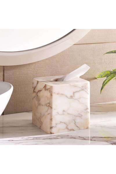 PAN HOME Aristo Marble Tissue Box Cover 15x15x15cm - Beige