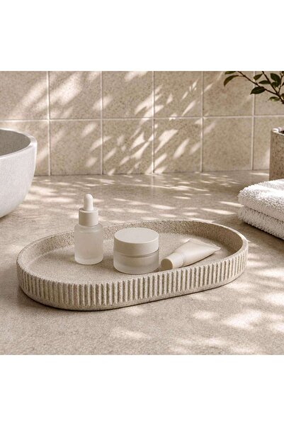 PAN HOME Verona Polyresin Tray 18x3x27cm - Beige