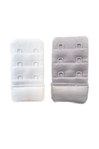 Mudanis 2 Pieces Agraf Bra Extension Clasp 3 Rows / 2 Hooks White Gray