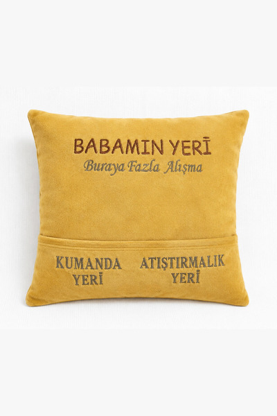 ABT Father's Day Gift: Embroidered Decorative Pillow with a Control Pocket for Dad |   Tv Remote Control Organizer Pillow