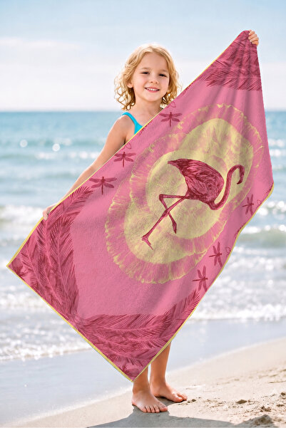 Evimde Bambaşka Prosop de plajă tropical cu tematică flamingo - Prosop de pla...