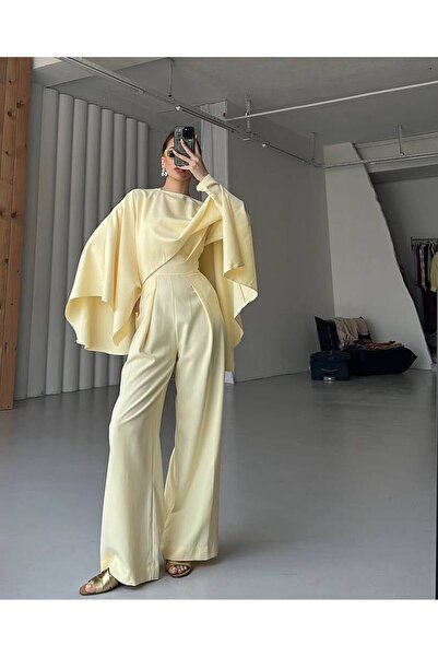 MrGül Collection Kadın Cool Premium Pelerinli Tulum Takım