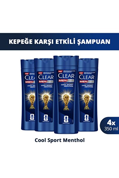 Clear Men Kepeğe Karşı Etkili Şampuan Cool Sport Menthol 350 ml x4