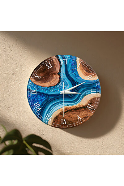 no26dekor Epoxy Görünümlü Dekoratif Duvar Saati – 33 cm UV Baskılı MDF Duvar ...