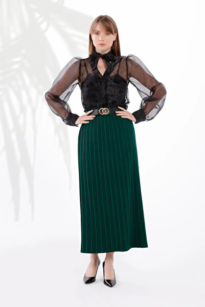 FRIST STYLE Turkish Pleated Skirt Is Soft and Herbaceous in Color for a Charm...