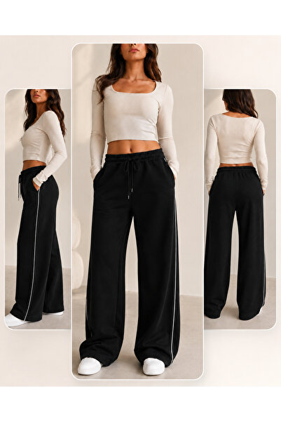 De Carte Pantaloni de trening Harajuku Streetwear Side Strip pentru femei, co...