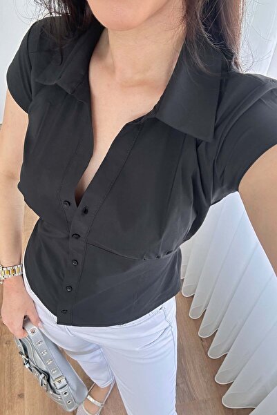 Hipo Trend Black Shirt with Waist Tie and Lacing