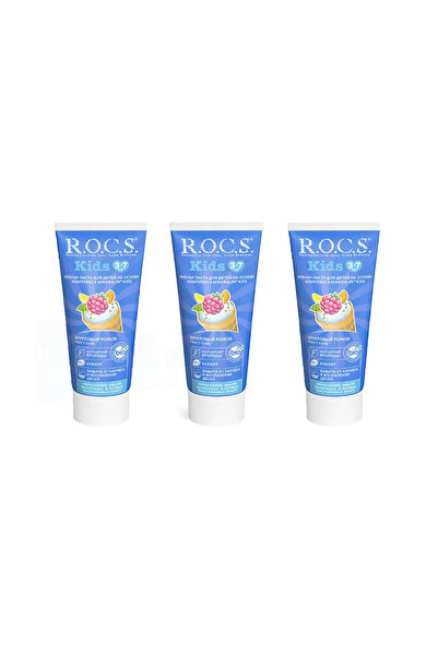 R.O.C.S. ROCS Kids 3-7 Yaş Diş Macunu Florürsüz (Yutulabilir) - Meyve Külahı ...