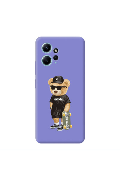 Other Xiaomi Redmi Note 12 4G Bear with glasses Purple Colored Silicone TPU Θήκη