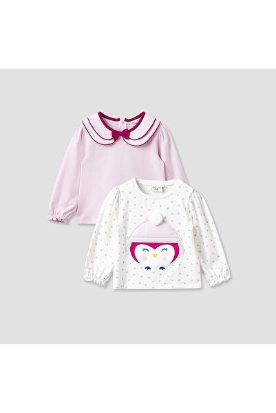 Juniors Girls Collar Neck T-shirt with Assorted Print - Cotton - Long Sleeves...