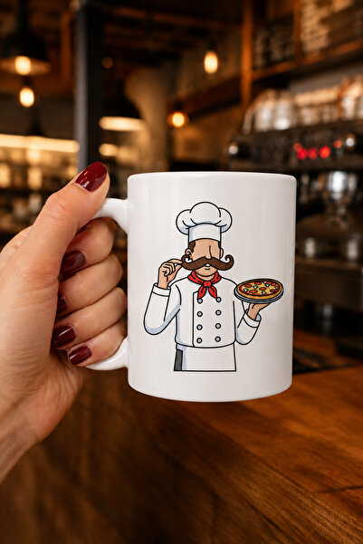 chic crazze Pizza Master Designed Premium Porcelain Mug, Chef-Themed Stylish ...