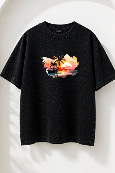 valeriae Πλενόμενο μπλουζάκι Oversize Unisex, Πλυμένο Vintage Street Style, Μ...