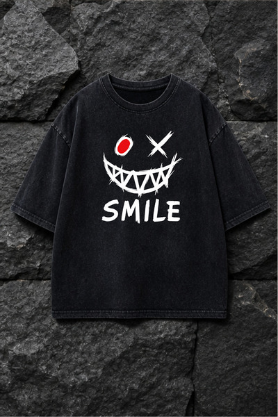 valeriae Πλενόμενο μπλουζάκι Oversize Unisex, Πλυμένο Vintage Street Style, Μ...