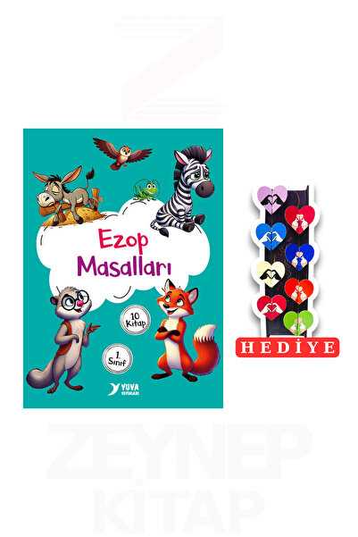 Yuva Yayınları 1.Sınıf Ezop Masalları 10 Kitap Set (8'li Kalp Ayraç Hediye)