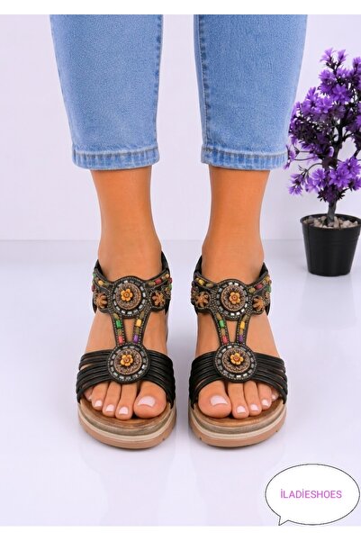 İLADİESHOES Sandalet dolgu topuklu kadın ayakkabı