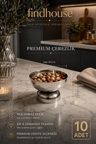 findhouse Paslanmaz Çelik 10lu Takım Sunumluk Ayaklı Pilav Ölçeği , Dondurma ...