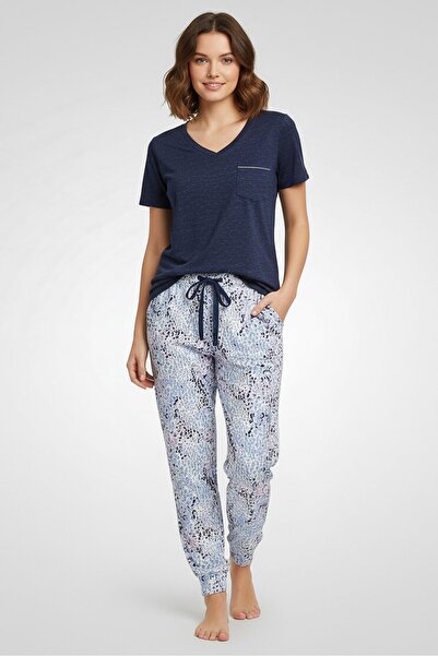 Thalia Sodi Women 2 Pcs Animal Print T-Shirt And Jogger Pants Pyjama Set, Mul...
