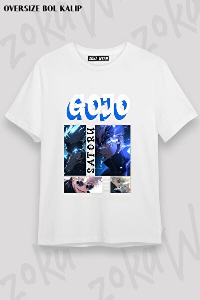 ZOKAWEAR Унисекс тениска със свободна кройка с принт Джуджуцу Кайсен Годжо Са...