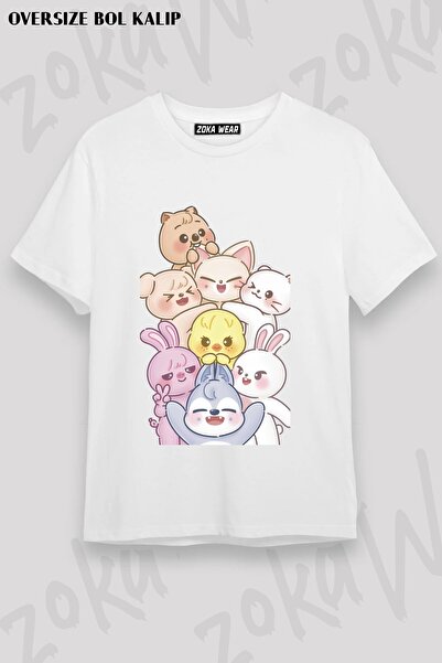 ZOKAWEAR Μπλουζάκι Unisex Loose Fit Stray Kids Skzoo v8 με στάμπα