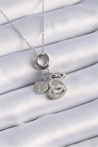 Generic Brand 316L Steel Silver Color Zircon Stone Detail Heart Model Charm W...