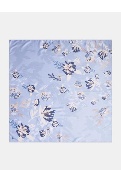 KYR Floral Patterned Scarf Ice Blue