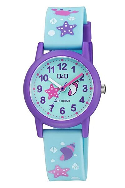 Q&Q Children's Blue Silicone Cord Patterned Dial Wristwatch 2 Years Warranty