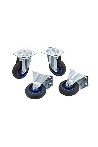 Lawazim BMB 5 Inch 4-Piece Swivel & Rigid Caster Wheel Set 600kg Total PP+TPR...
