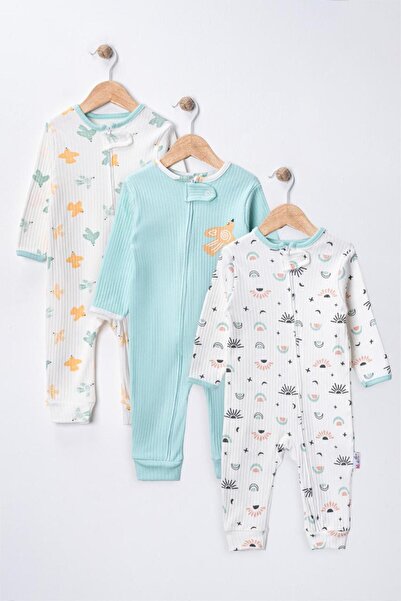 ENİA BABY Baby Boy Zippered 100% Cotton 9/12/18 Months 3 Piece Jumpsuit Set